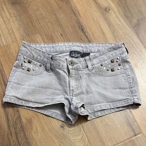 City Streets Light Gray Studded Jean Shorts